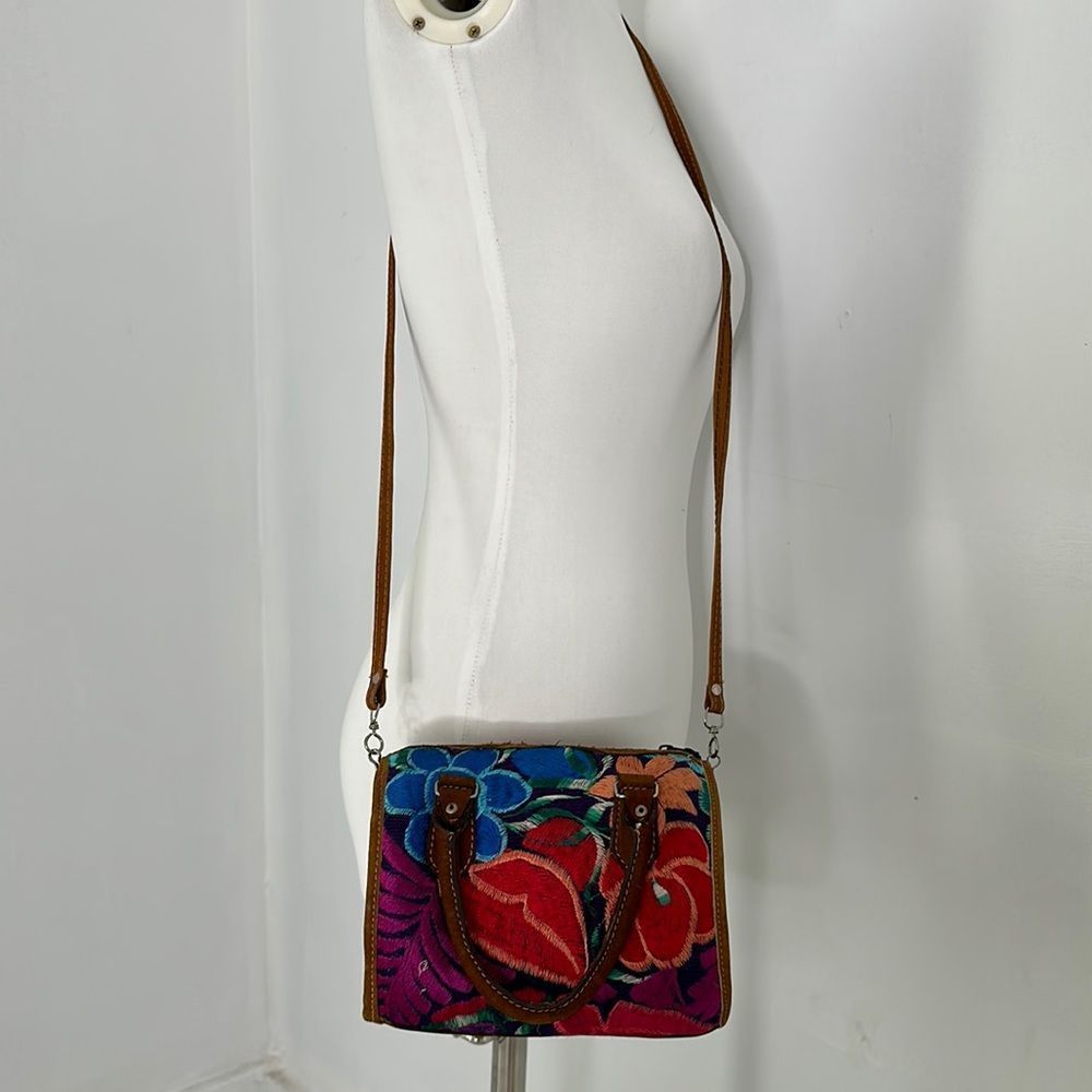 Vintage Mexican Embroidered Floral Crossbody Bag